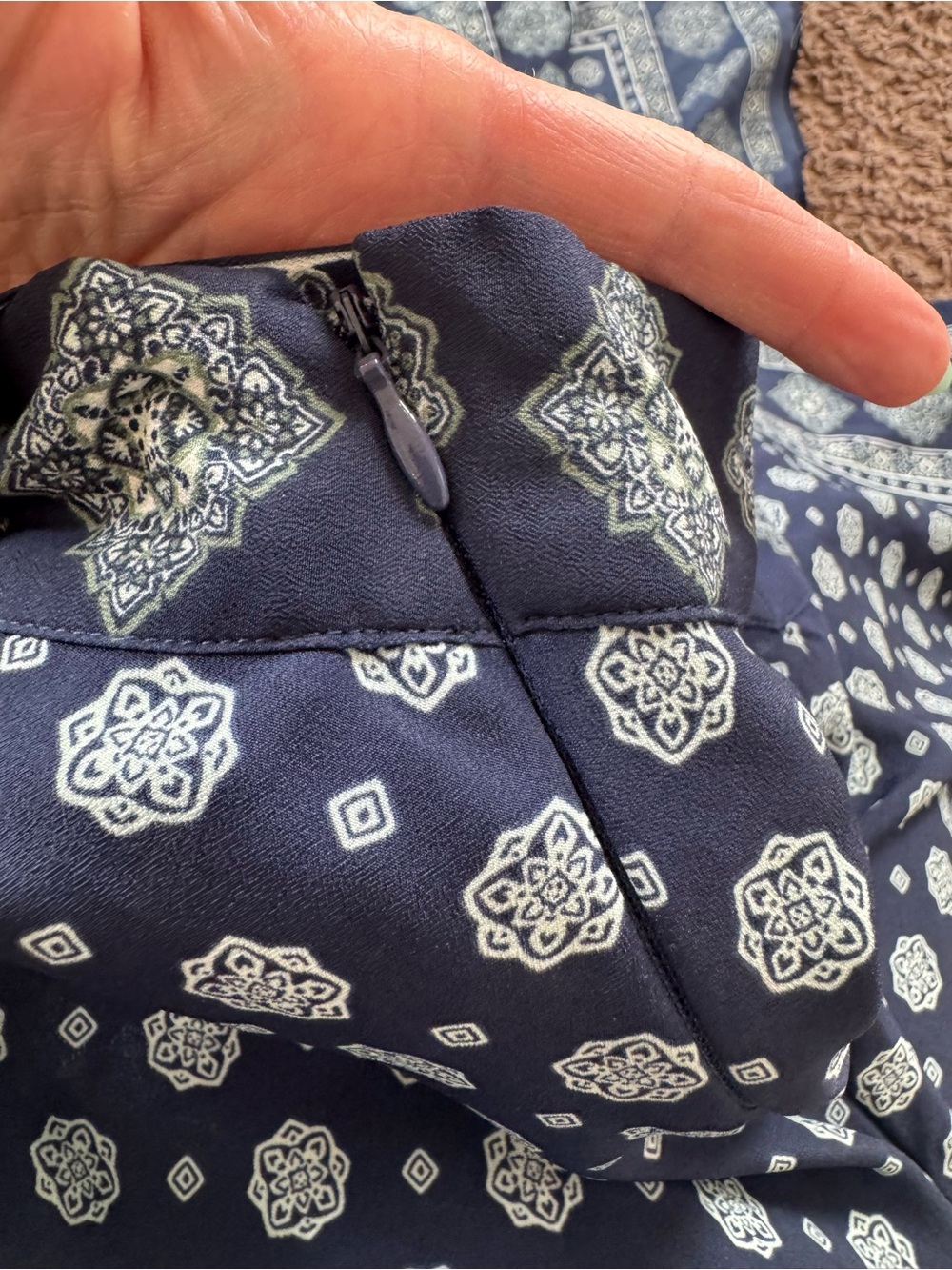 Michael Kors Casablanca Dress Border Print Handkerchief Hem Navy S - Picture 7 of 10